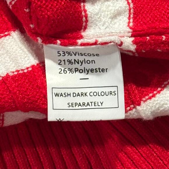 Sweater Vest Preppy Cable Knit Academia Cottage Grandpa Button Stripe Red Medium - Picture 4 of 6